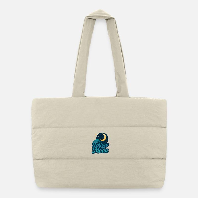 Night Sky with Moon and Stars Puffer Shopping Bag
