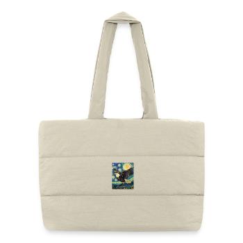 Aigle oiseau style Van Gogh nuit étoilée - Sac shopping matelassé - blanc naturel - Devant