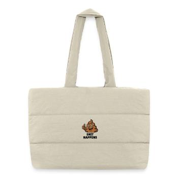 Shit Happens Funny Poop Pile Fun Shirt - Puffer Shopping Bag - natural - Front