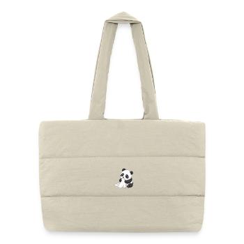 Bébé Panda avec une couette – Dessin animé mignon - Sac shopping matelassé - blanc naturel - Devant