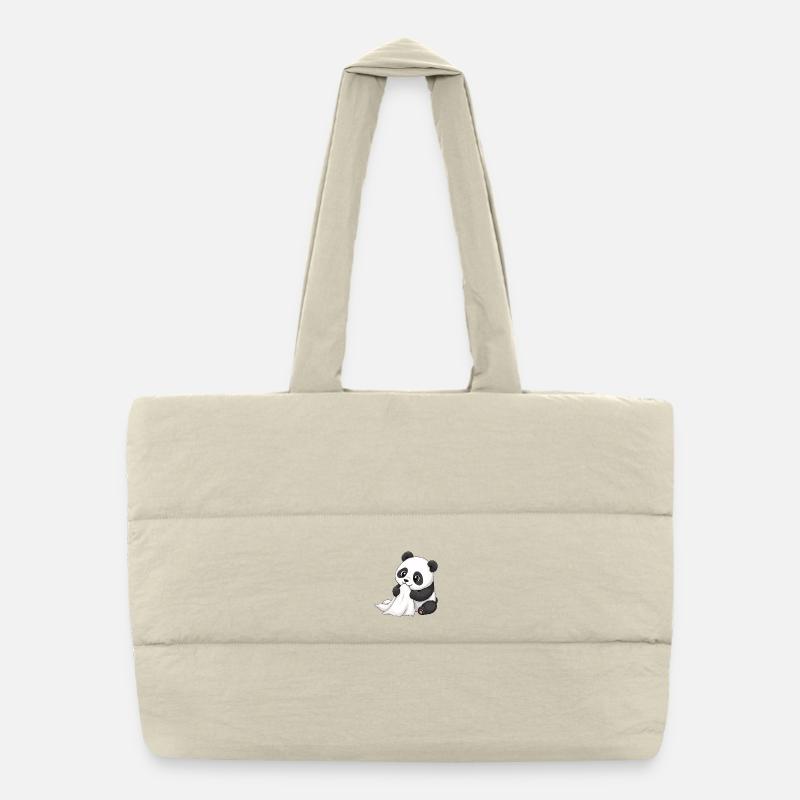 Baby Panda with Comforter – Cute Cartoon Puffer Shopping Bag
