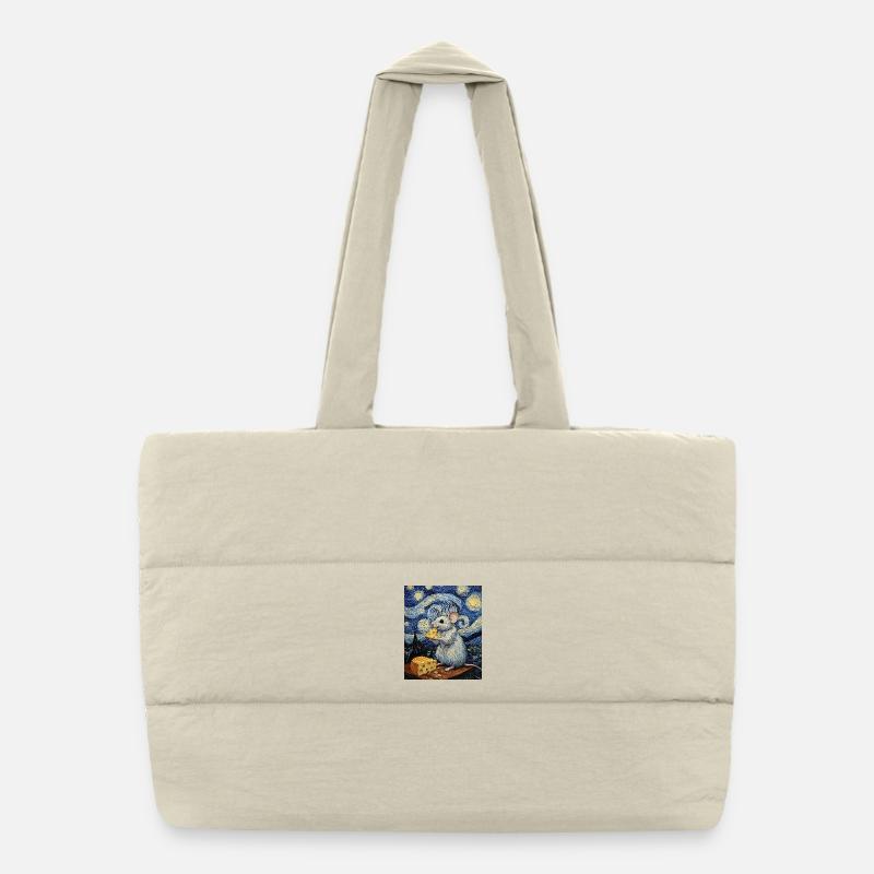 Souris mange du fromage Nuit étoilée à la Van Gogh Sac shopping matelassé