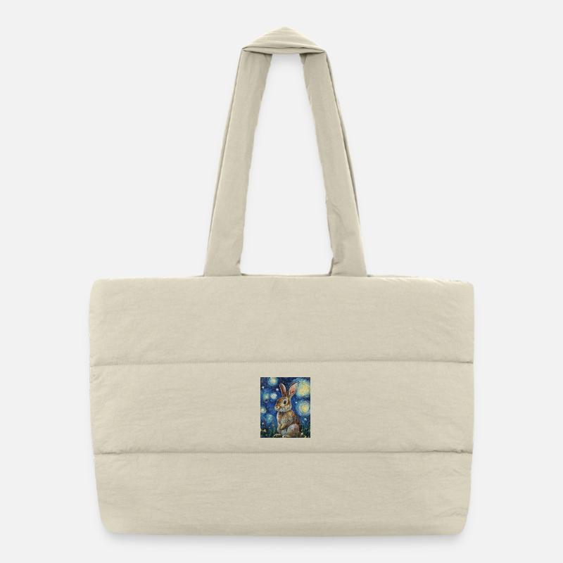 Lapin Lapin Lapin Van Gogh Style Nuit étoilée Sac shopping matelassé