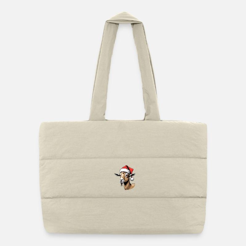 Chèvre de Noël au chapeau du Père Noël Sac shopping matelassé