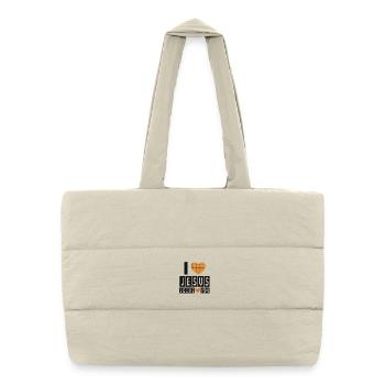 I Love Jesus Waffle Heart Faith Design - Puffer Shopping Bag - natural - Front