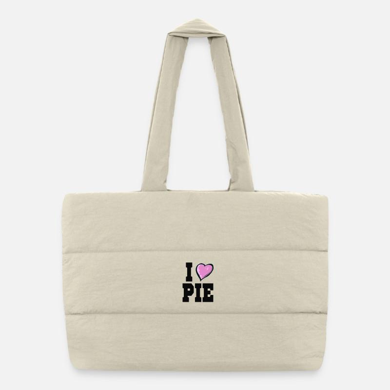 I love pie pink heart - Puffer-Einkaufstasche - Naturweiß