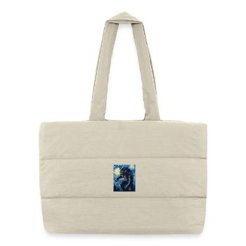 Loup loup-garou style Van Gogh - Sac shopping matelassé - blanc naturel - Devant