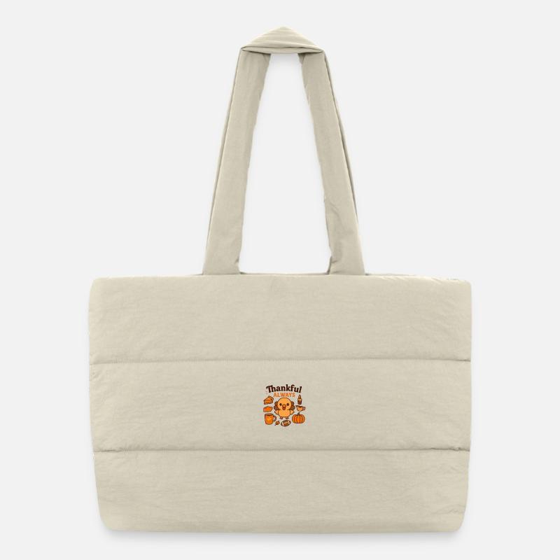 Thankful Turkey Thanksgiving Puffer Shopping Bag