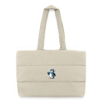 Kuschelpinguin mit blauer Mütze - Puffer-Einkaufstasche - Naturweiß - Vorne