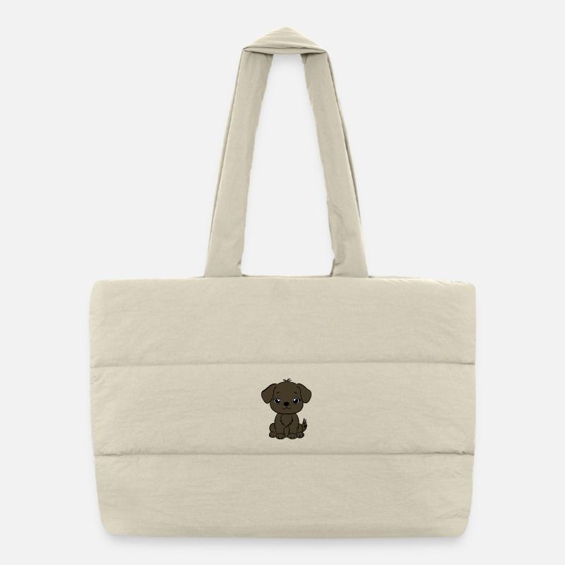Brauner Hundewelpe Puffer-Einkaufstasche