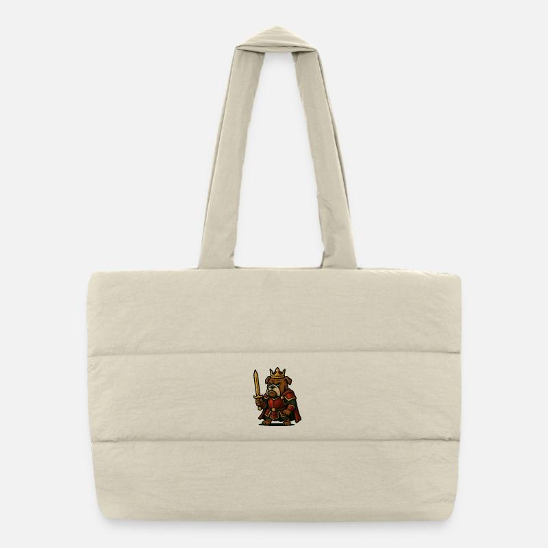 Roi guerrier bouledogue avec épée Fantasy Graphique Sac shopping matelassé