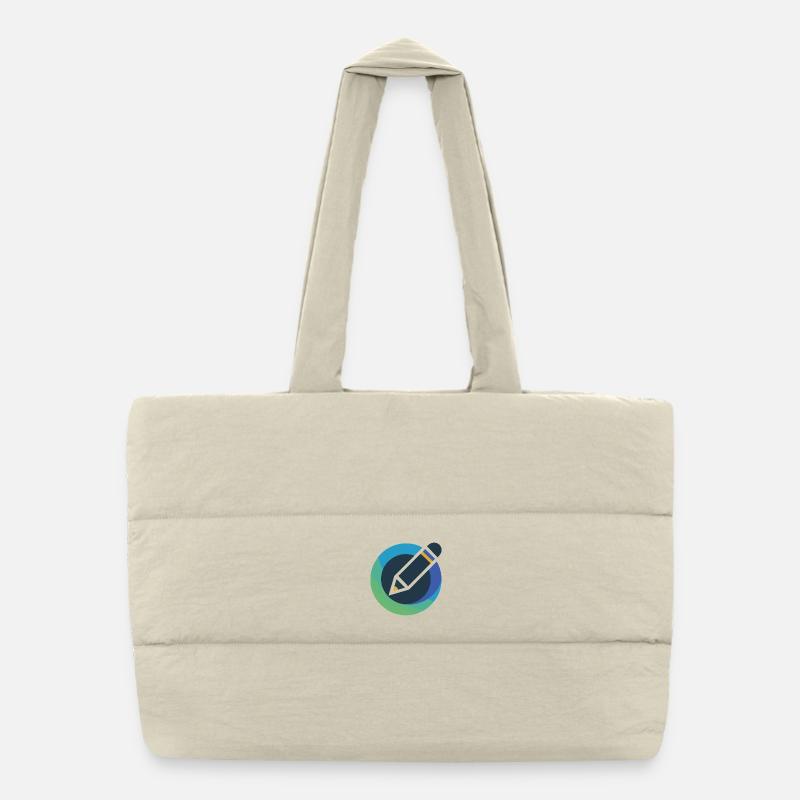 Abstract Circle Pencil Emblem Puffer Shopping Bag