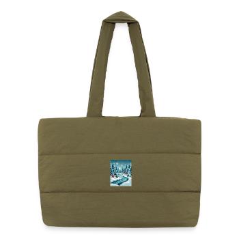 Cozy Winter Wonderland Bekleidung Design | Schneehaube - Puffer-Einkaufstasche - safari Green - Vorne