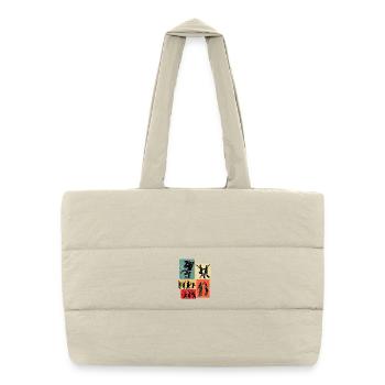 Dance silhouettes in retro block - Puffer Shopping Bag - natural - Front