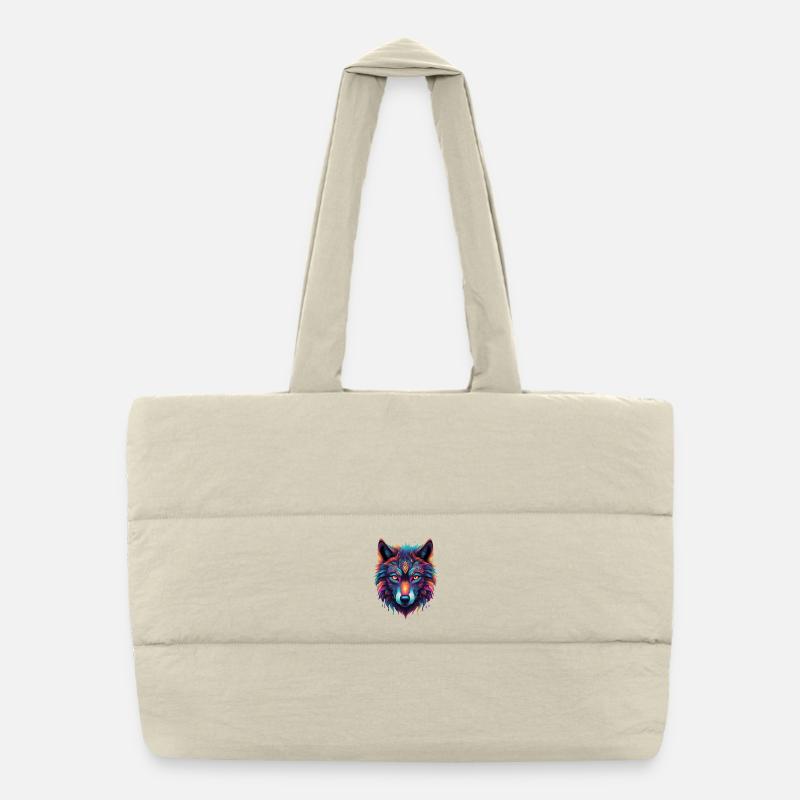 Neon Wolf Core Motif Color Explosion Puffer Shopping Bag