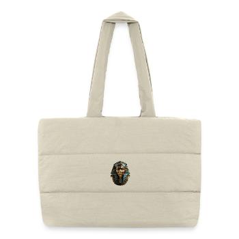 Pharaoh Mask Atum in Gold Blue Ornament - Puffer Shopping Bag - natural - Front