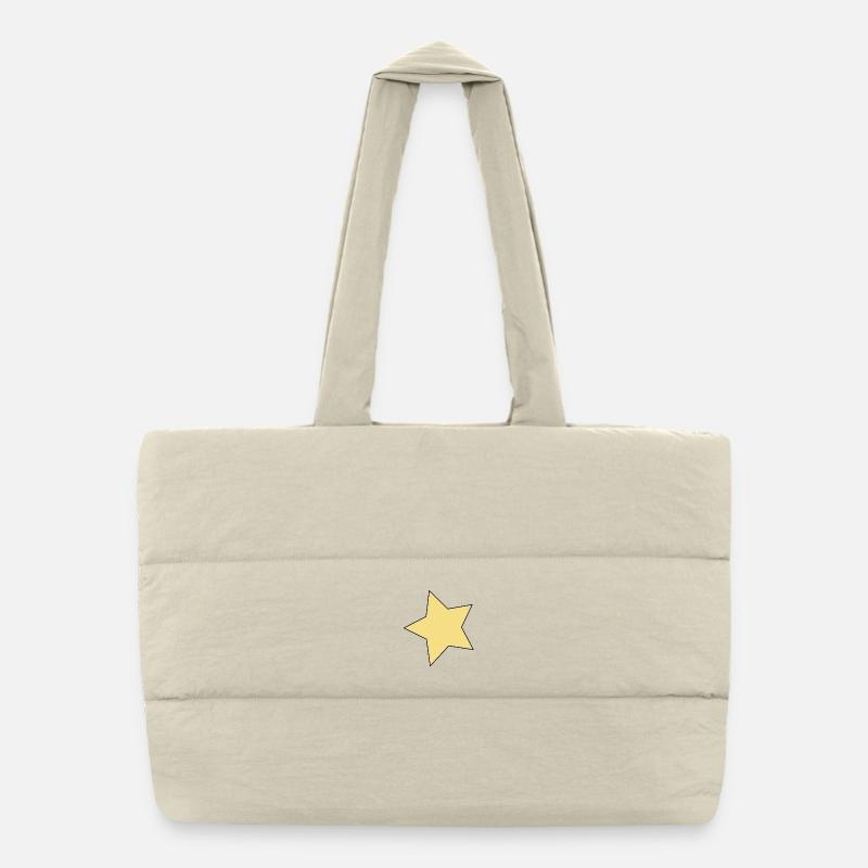 Yellow Star Contour Accent Puffer Shopping Bag