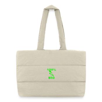 Symbole écologique vert 100 % biologique | Conception organique de la nature - Sac shopping matelassé - blanc naturel - Devant