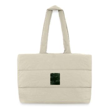 Texture vert foncé avec des taches - Sac shopping matelassé - blanc naturel - Devant