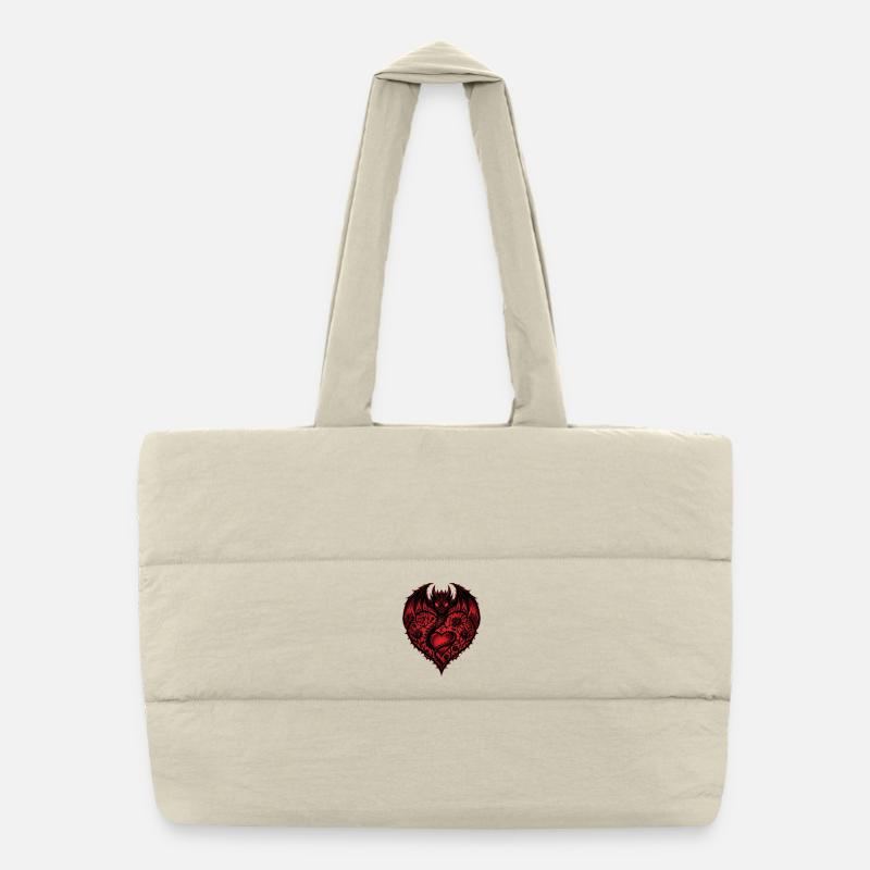 Süßes Herz Romantischer Drachenliebhaber Rosen Liebe Puffer-Einkaufstasche