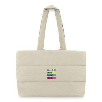 Ich bin Maggie und mache Maggie-Dinge in Retro-Farben - Puffer-Einkaufstasche - Naturweiß - Vorne