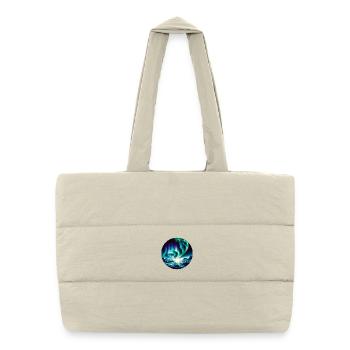 Northern Lights over mountain landscape - Puffer Shopping Bag - natural - Front