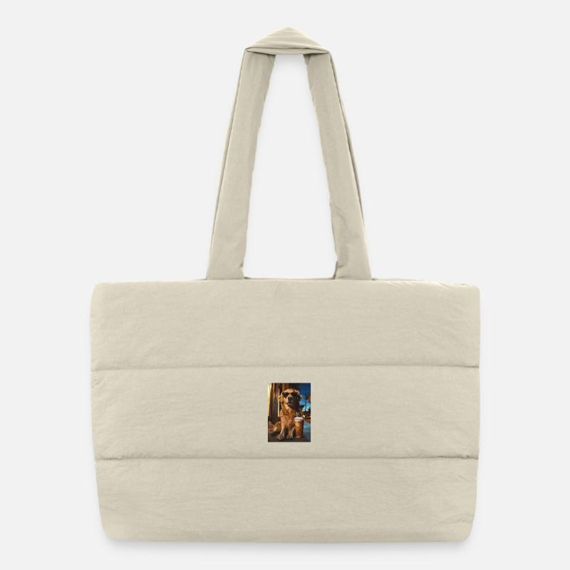 Golden Retriever avec café glacé Sac shopping matelassé