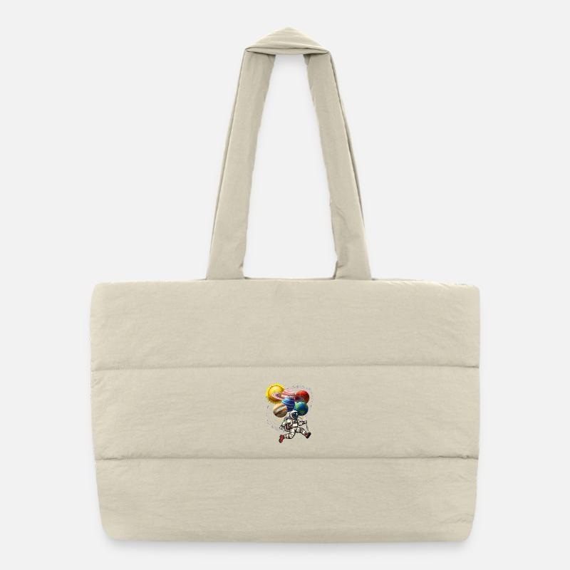 Astronaute avec des ballons planétaires Sac shopping matelassé