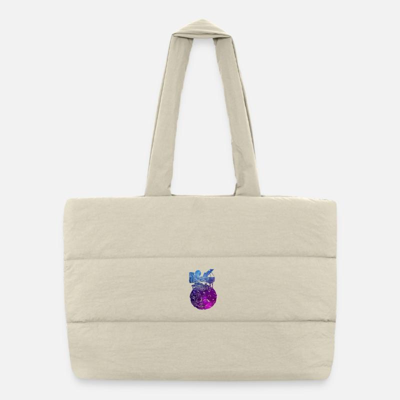 Galactic pianist on planet Puffer Shopping Bag