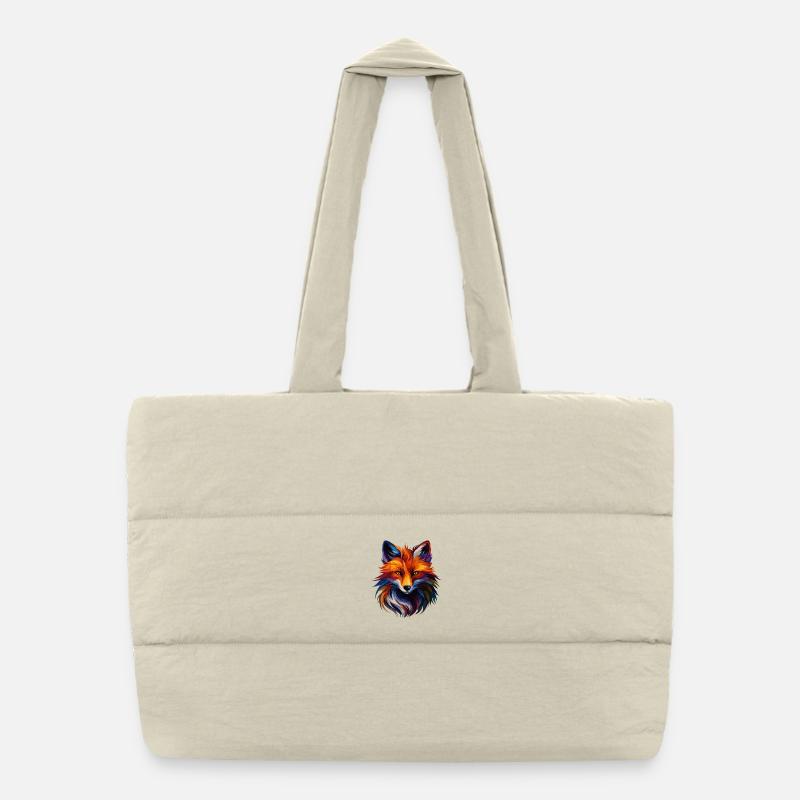 Colorful Fox Polygon Art – Modern Animal Design Puffer-Einkaufstasche