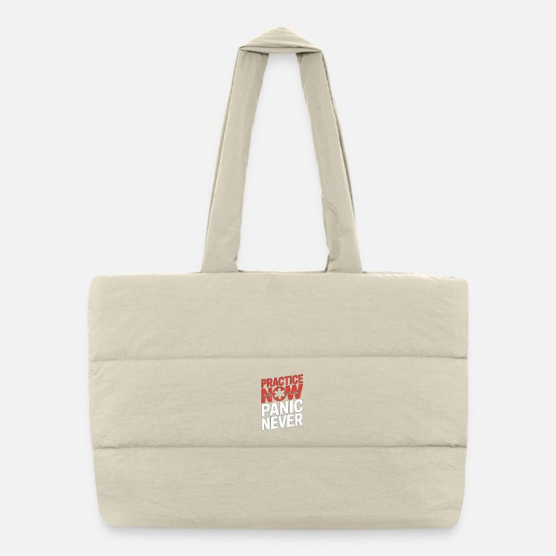 Paramedic Practice Now Panic Never EMS Training Puffer-Einkaufstasche