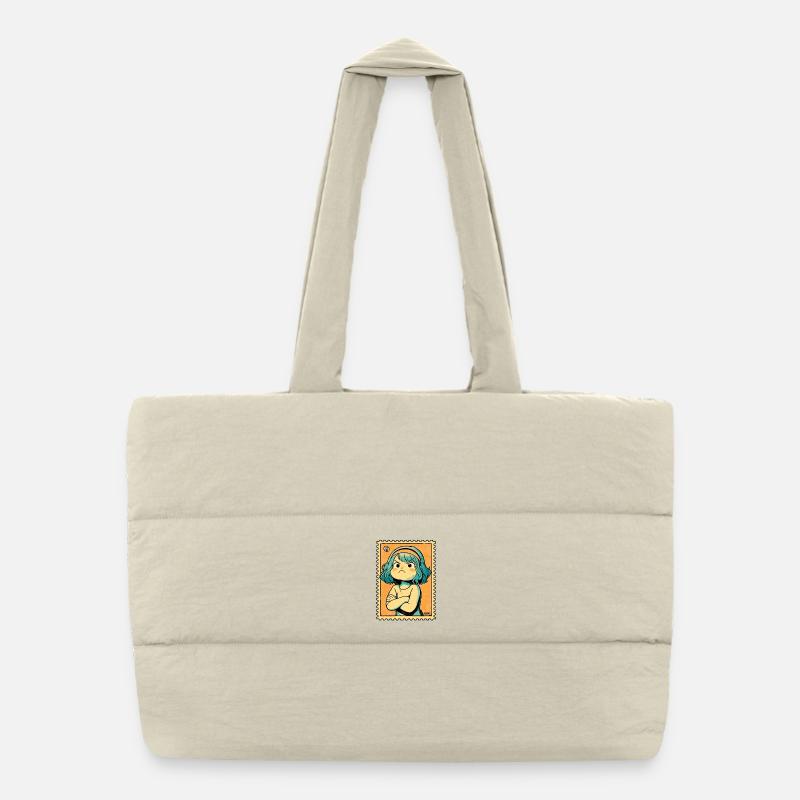 Defiant Teal-Haired Stamp Art Puffer Shopping Bag