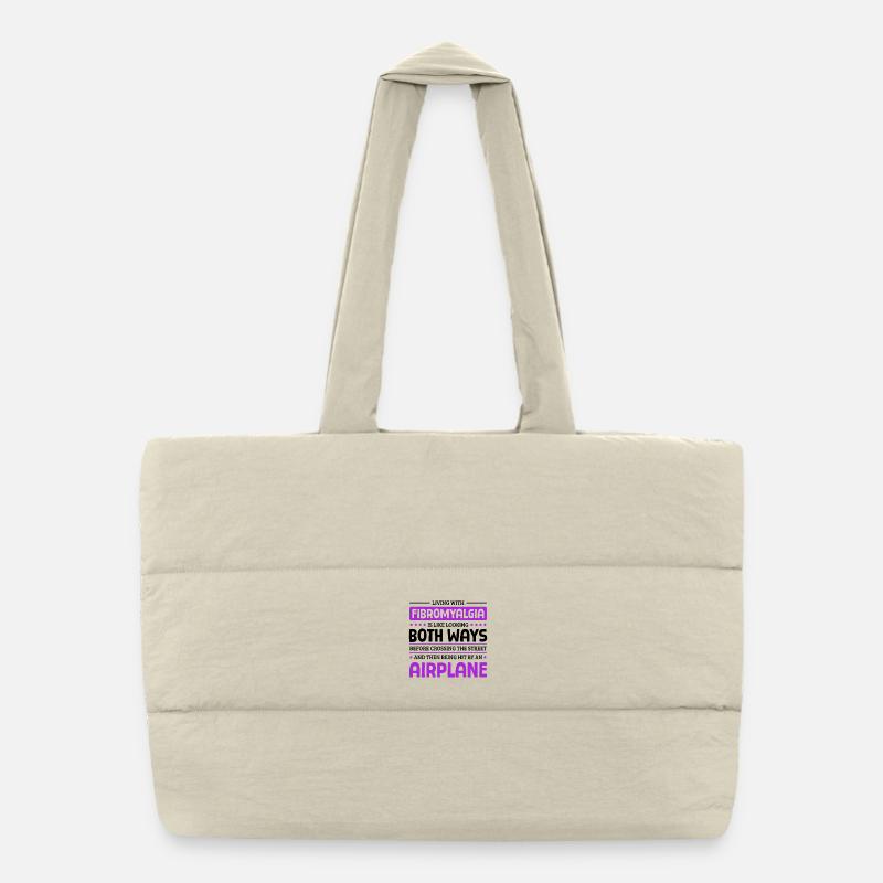 Quote For Fibromyalgia Awareness Month Puffer Shopping Bag