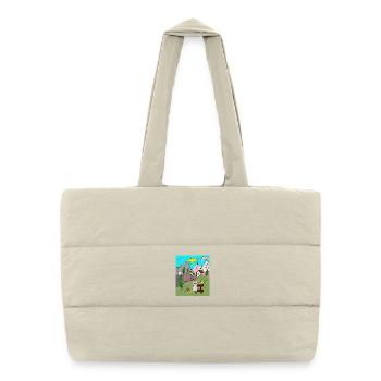 Funny Alpine Idyll Cartoon Holiday Mountains Mountains - Puffer Shopping Bag - natural - Front