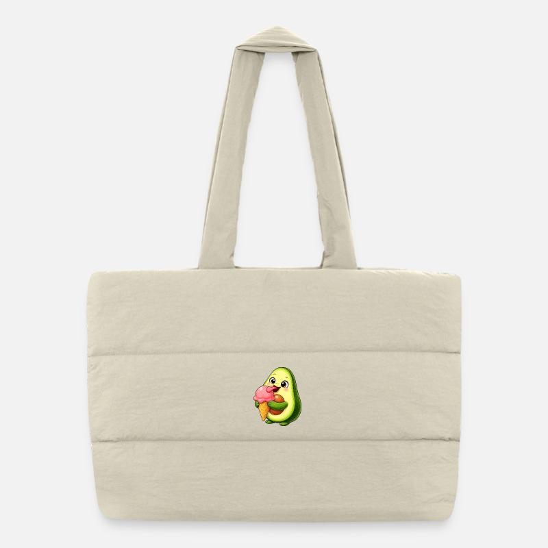 Süße Avocado mit Eis Cartoon Puffer Shopping Bag