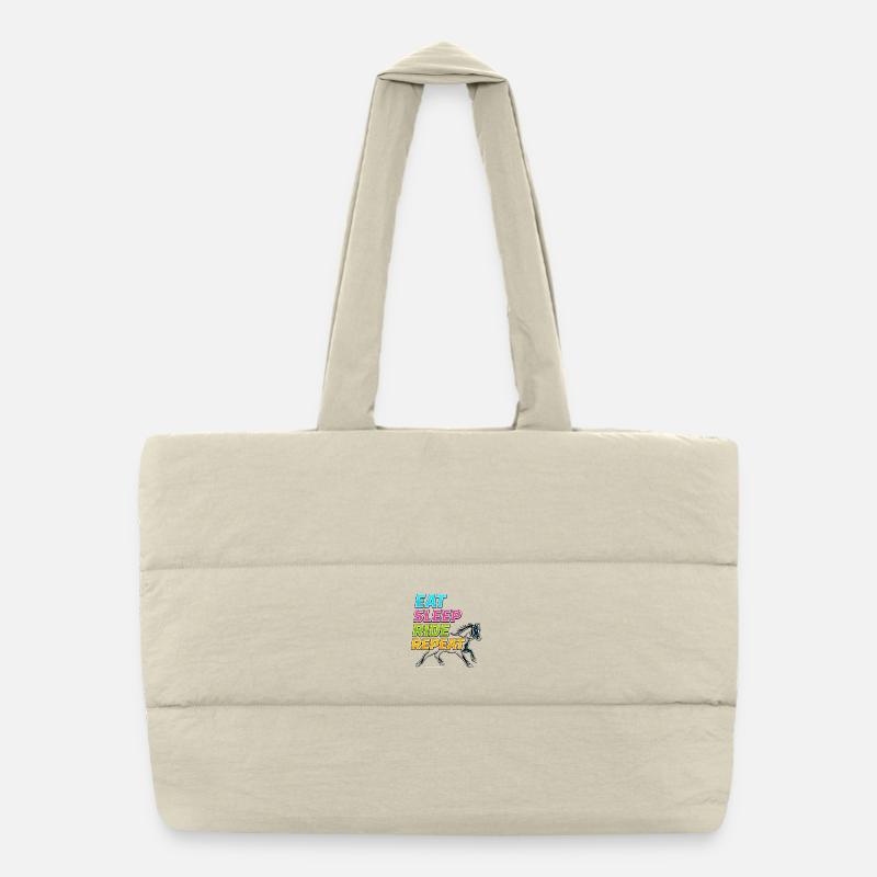 Eat Sleep Ride Repeat Neon Pferd Reitsport Puffer-Einkaufstasche