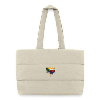 Comoros Flag: Flowing Colors - Puffer Shopping Bag - natural - Front