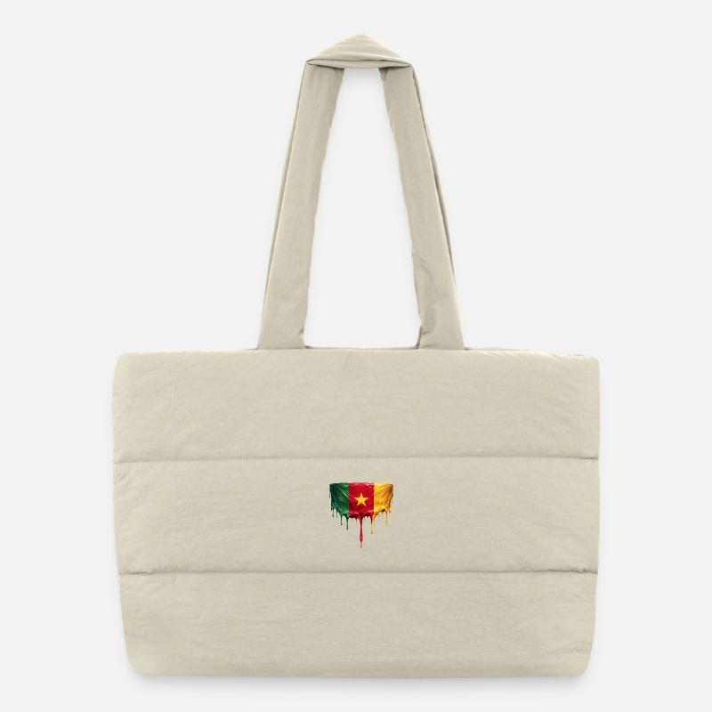 Cameroon Drop Flag Art Puffer Shopping Bag