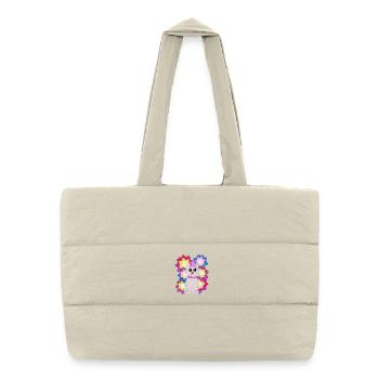 Salutations florales de chat drôles Enfant Chat Espiègle - Sac shopping matelassé - blanc naturel - Devant