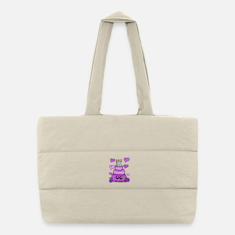 Plum Cake Birthday Cake Kawaii Puffer Shopping Bag