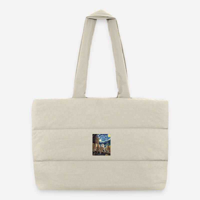 Nuit étoilée Chouettes des granges Van Gogh Art Sac shopping matelassé