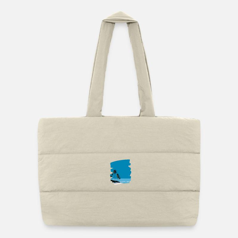 Beach Sea Palm Trees Puffer Shopping Bag