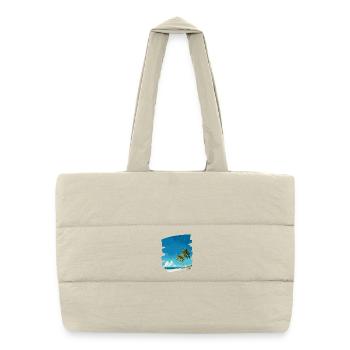 Tropical palm trees on the beach - Puffer Shopping Bag - natural - Front