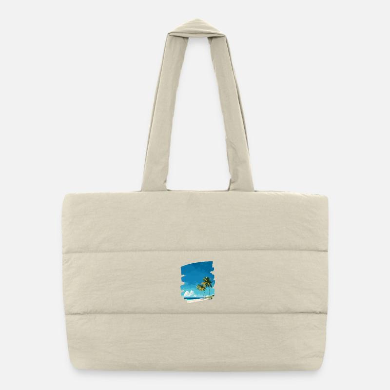 Palmiers tropicaux sur la plage Sac shopping matelassé