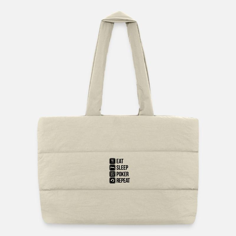 eat sleep poker repeat Puffer Shopping Bag