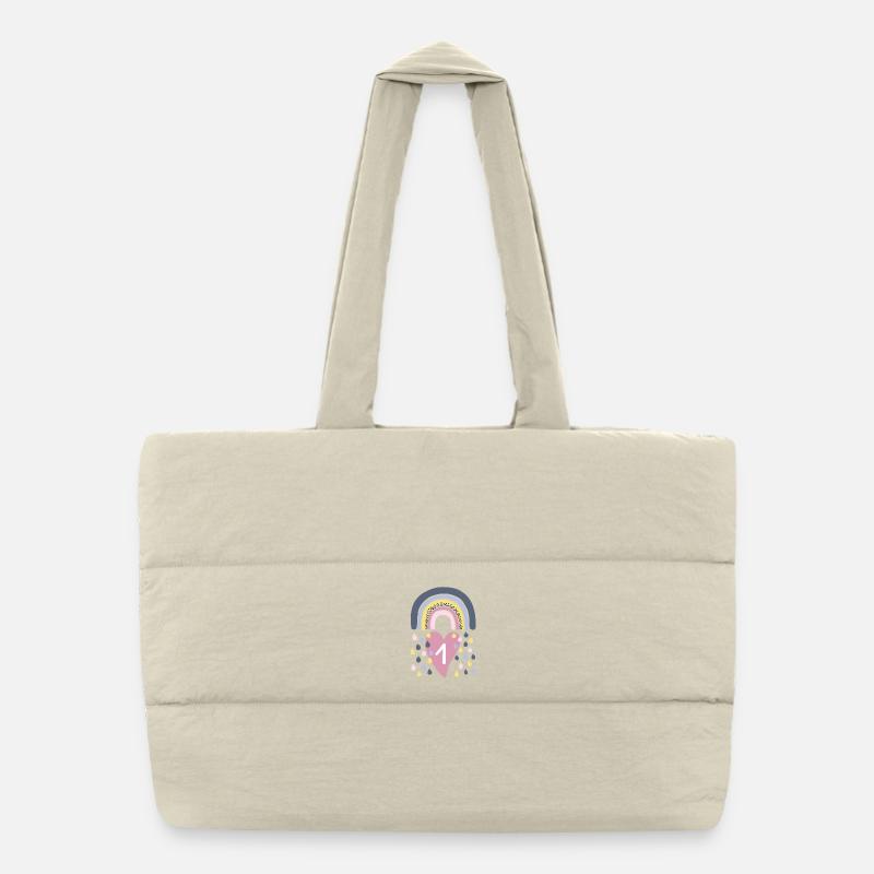 Rainbow first 1st birthday children Puffer Shopping Bag