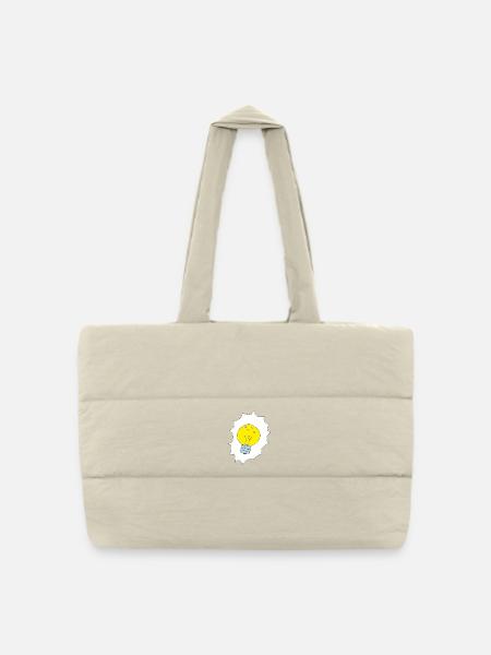 Kreative Glühbirne Illustration - Gesteppte Shopping Bag - Naturweiß