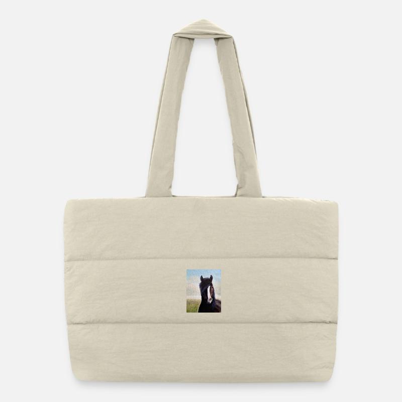 Portrait de cheval réaliste sur toile Sac shopping matelassé