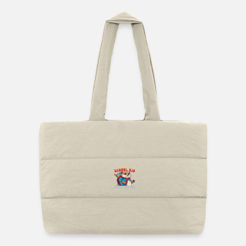 Witziges Schulkind mit Rucksack Design Puffer-Einkaufstasche