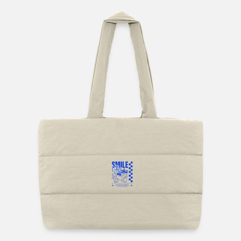 Lebendige Smile Vibes Illustration - Puffer-Einkaufstasche - Naturweiß